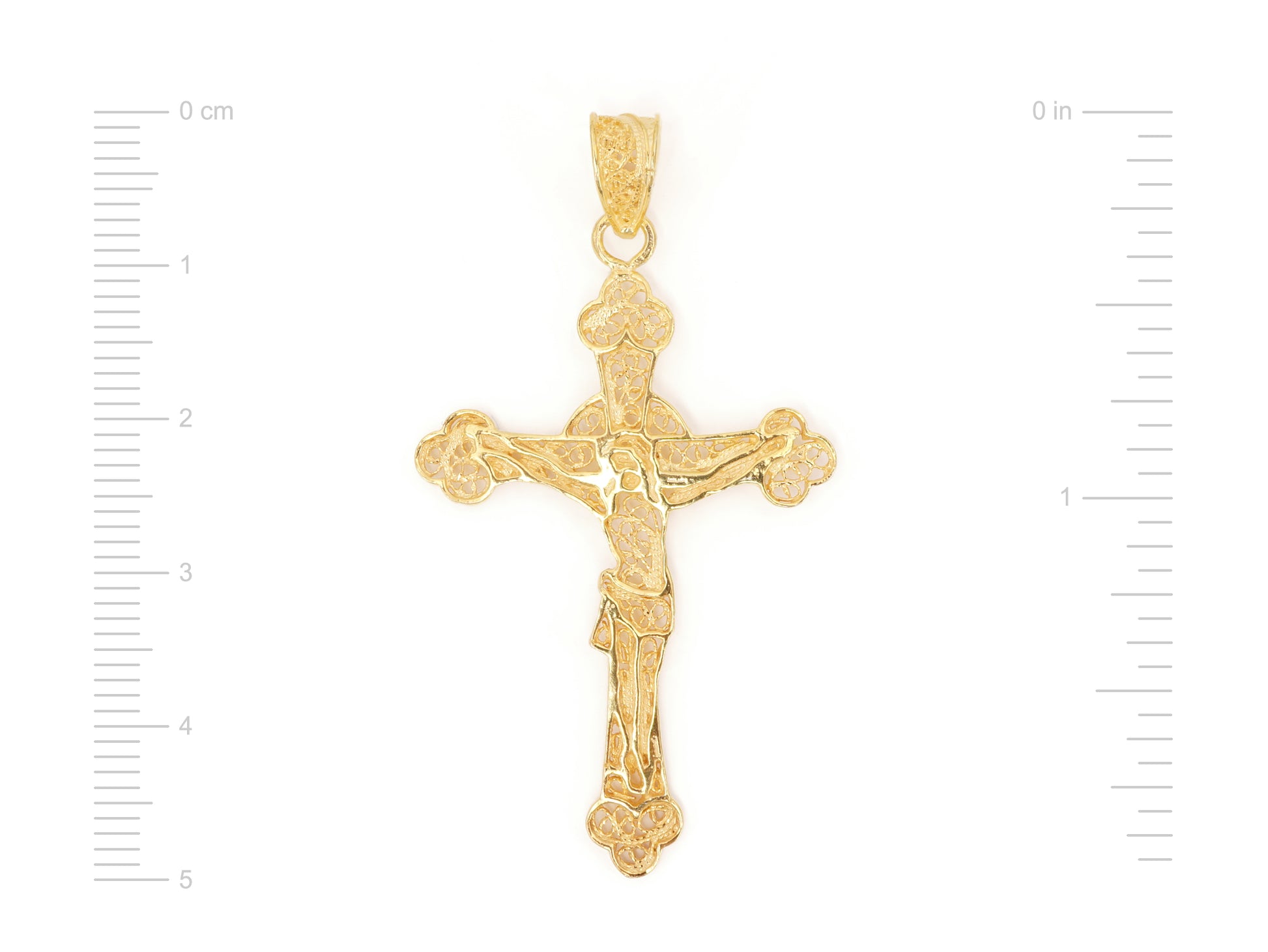 Medalha Cruz, Filigrana Portuguesa, Prata de Lei 925 Dourada - Medidas