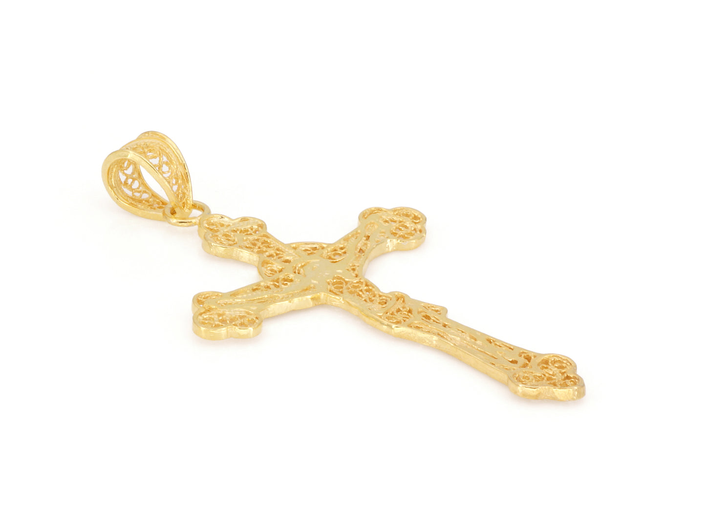 Medalha Cruz, Filigrana Portuguesa, Prata de Lei 925 Dourada - Vista de Trás