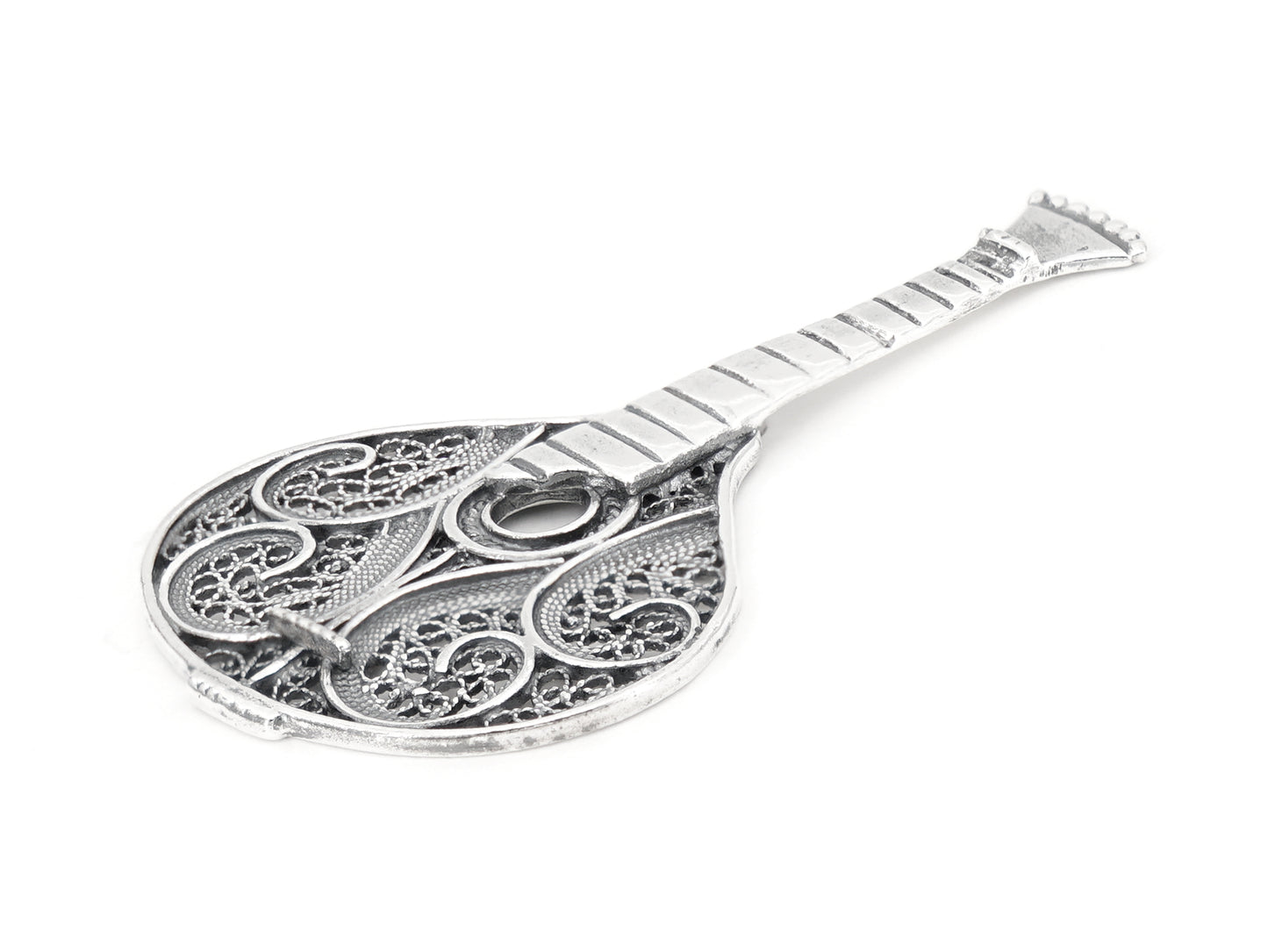 Pin Fado Guitarra Portuguesa, Filigrana Portuguesa, Prata de Lei 925 - Pormenor