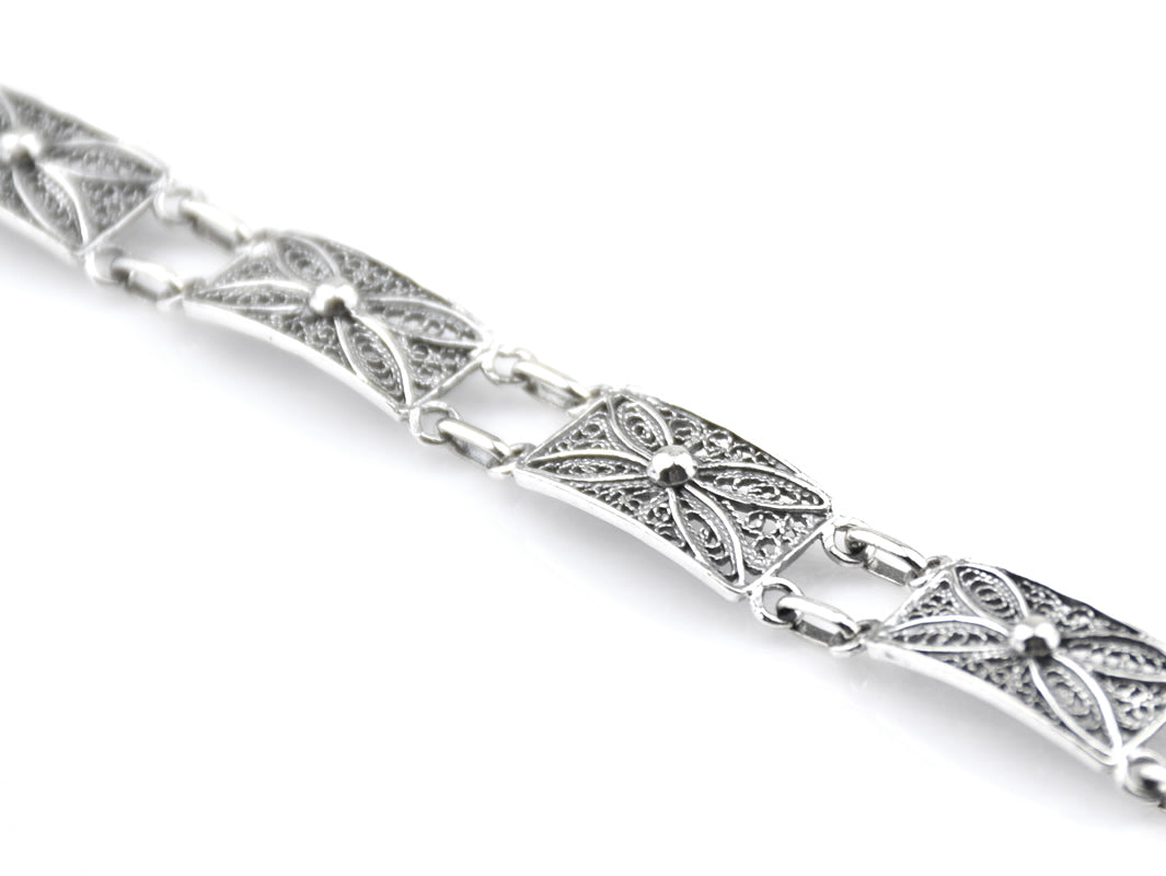 Pulseira Rectângulos, Filigrana Portuguesa, Prata de Lei 925 - Pormenor, Vista de Frente