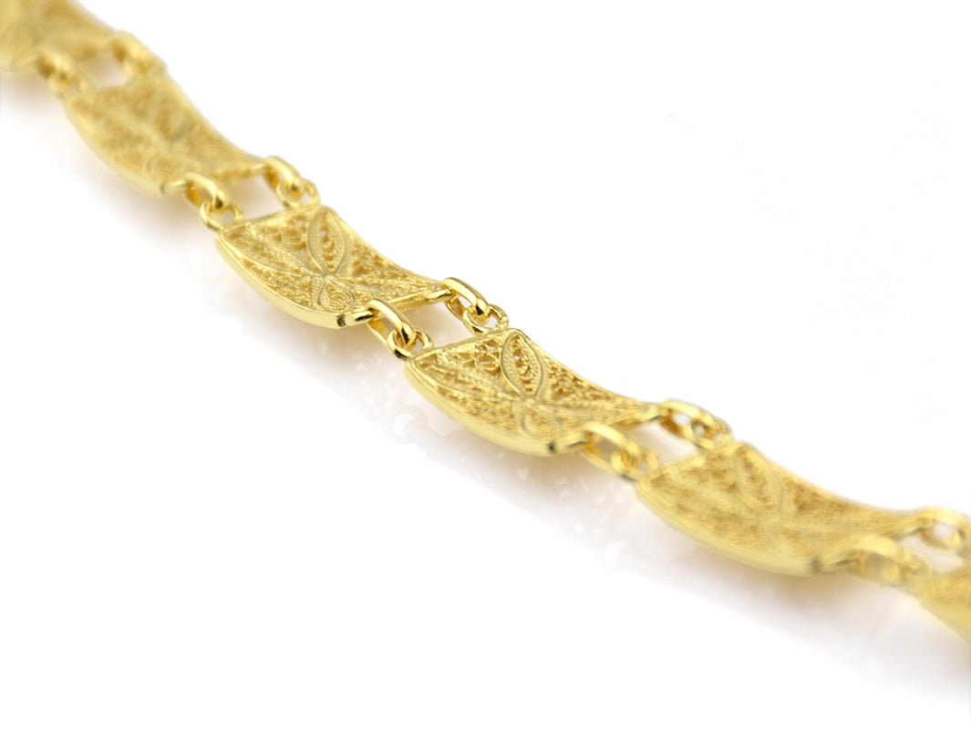 Pulseira Rectângulos, Filigrana Portuguesa, Prata de Lei 925 Dourada - Pormenor, Vista de Trás