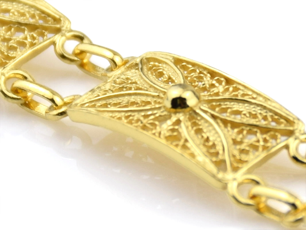 Pulseira Rectângulos, Filigrana Portuguesa, Prata de Lei 925 Dourada - Pormenor