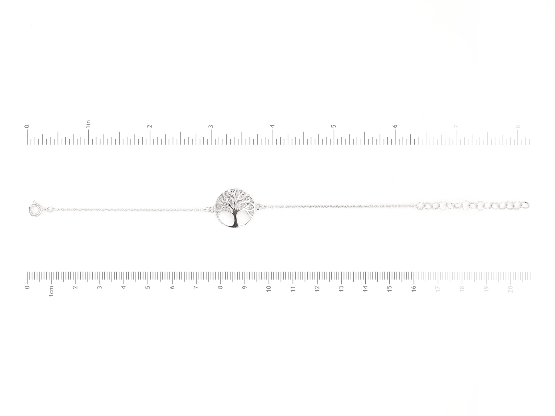 Pulseira Árvore da Vida, Filigrana Portuguesa, Prata de Lei 925 - Medidas