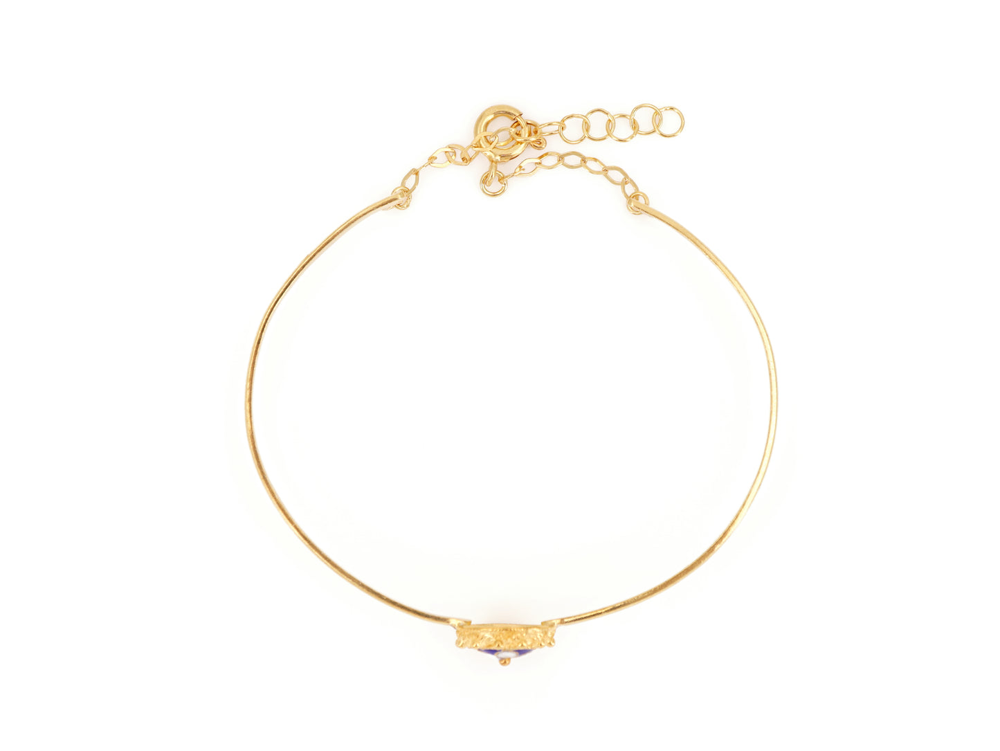 Pulseira Rígida com Caramujo Clássico, Filigrana Portuguesa, Prata de Lei 925 Dourada - Vista de Perfil
