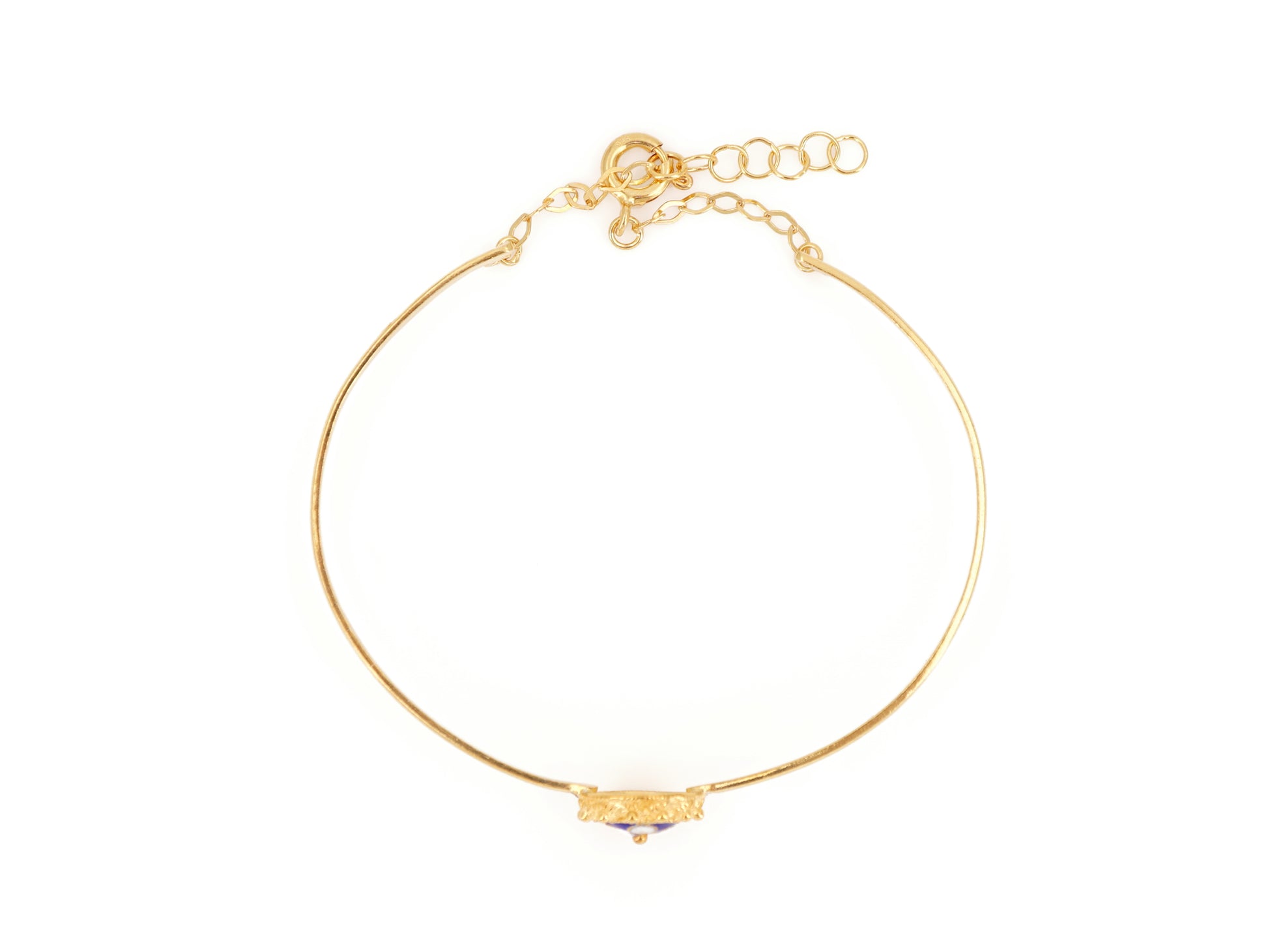 Pulseira Rígida com Caramujo Clássico, Filigrana Portuguesa, Prata de Lei 925 Dourada - Vista de Perfil