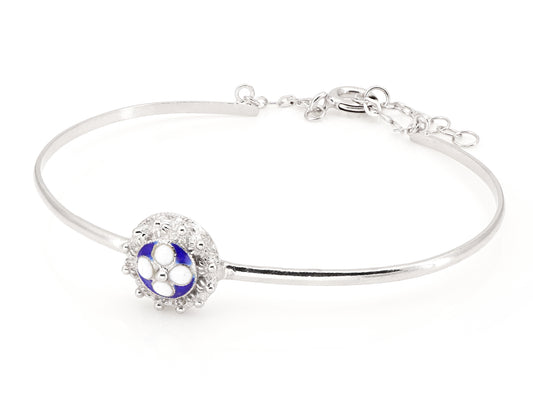 Pulseira Rígida com Caramujo Clássico, Filigrana Portuguesa, Prata de Lei 925 com Ródio