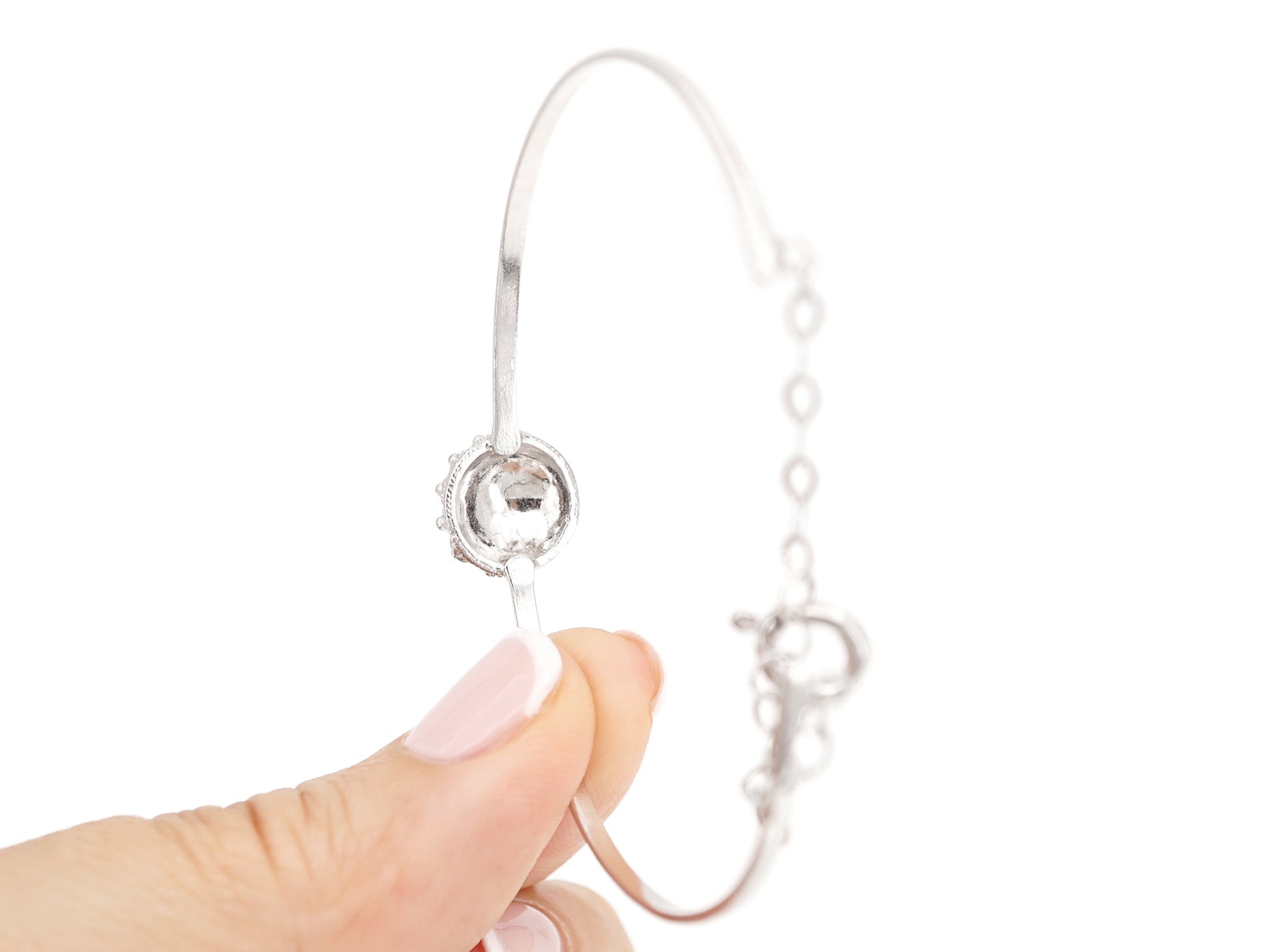 Pulseira Rígida com Caramujo Clássico, Filigrana Portuguesa, Prata de Lei 925 com Ródio - Vista de Trás