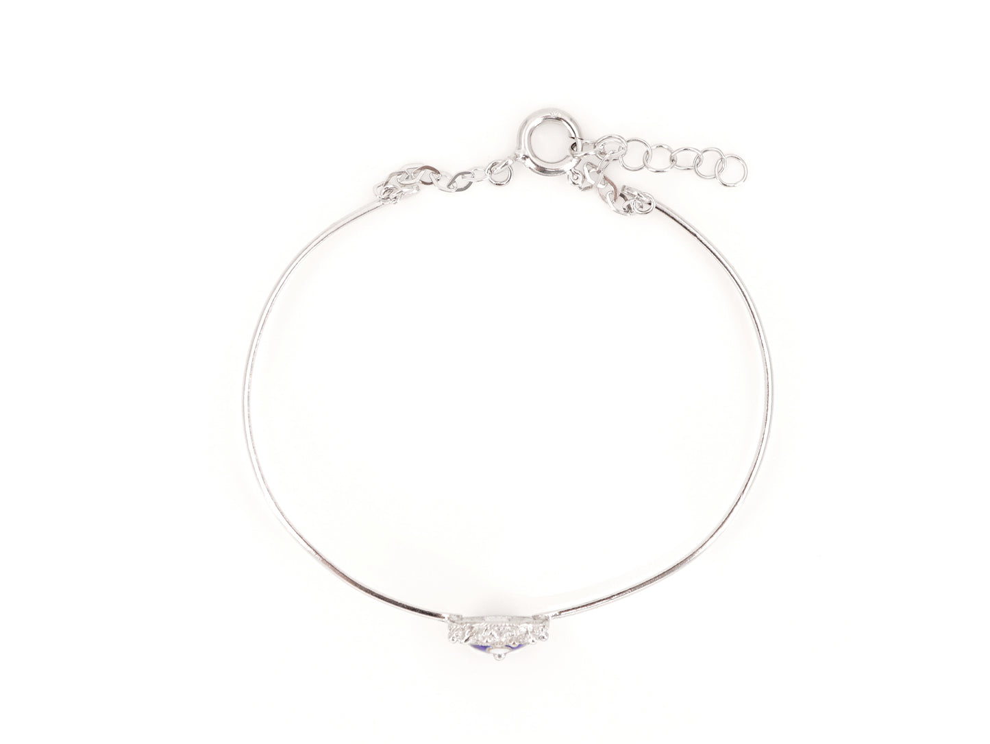 Pulseira Rígida com Caramujo Clássico, Filigrana Portuguesa, Prata de Lei 925 com Ródio - Vista de Perfil