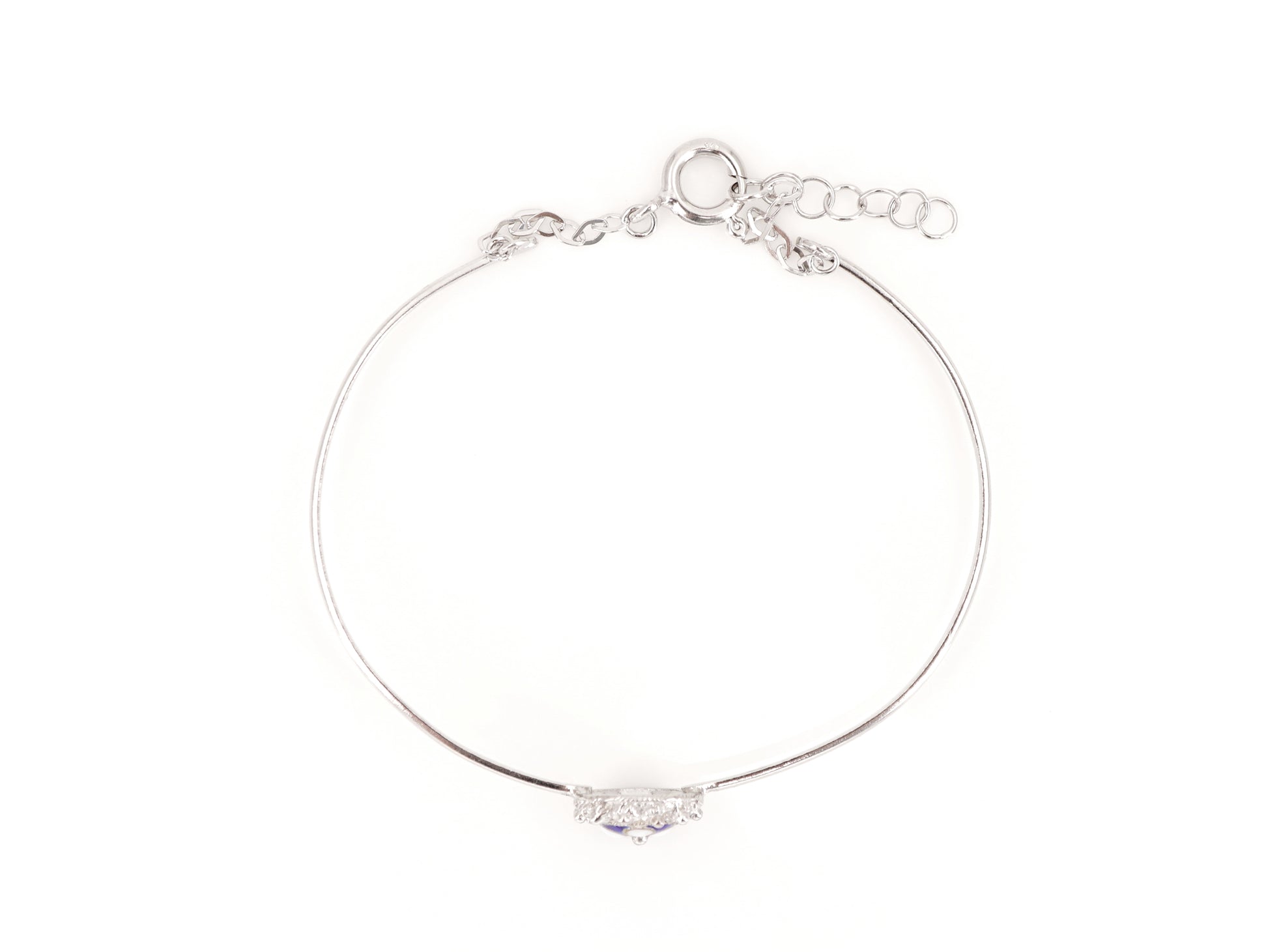 Pulseira Rígida com Caramujo Clássico, Filigrana Portuguesa, Prata de Lei 925 com Ródio - Vista de Perfil