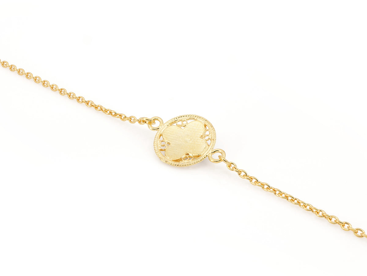 Pulseira Mini Azulejo Redondo, Filigrana Portuguesa, Prata de Lei 925 Dourada - Pormenor, Vista de Trás