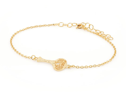Pulseira Mini Guitarra Portuguesa, Filigrana Portuguesa, Prata de Lei 925 Dourada