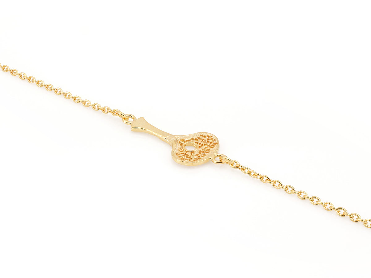 Pulseira Mini Guitarra Portuguesa, Filigrana Portuguesa, Prata de Lei 925 Dourada - Pormenor, Vista de Trás