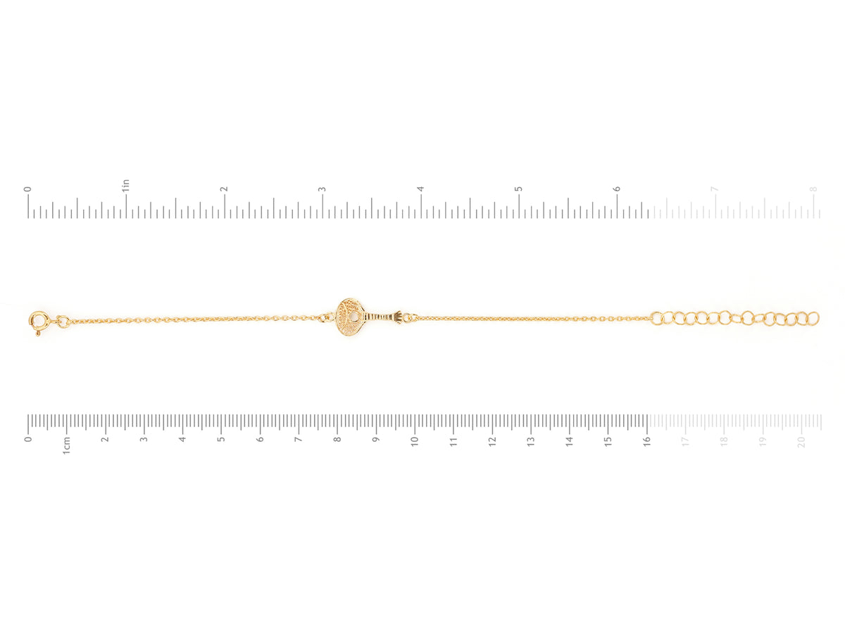 Pulseira Mini Guitarra Portuguesa, Filigrana Portuguesa, Prata de Lei 925 Dourada - Medidas