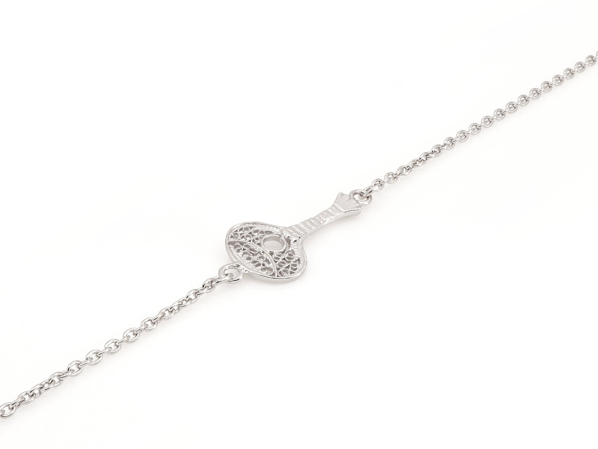 Pulseira Mini Guitarra Portuguesa, Filigrana Portuguesa, Prata de Lei 925 - Pormenor, Vista de Frente