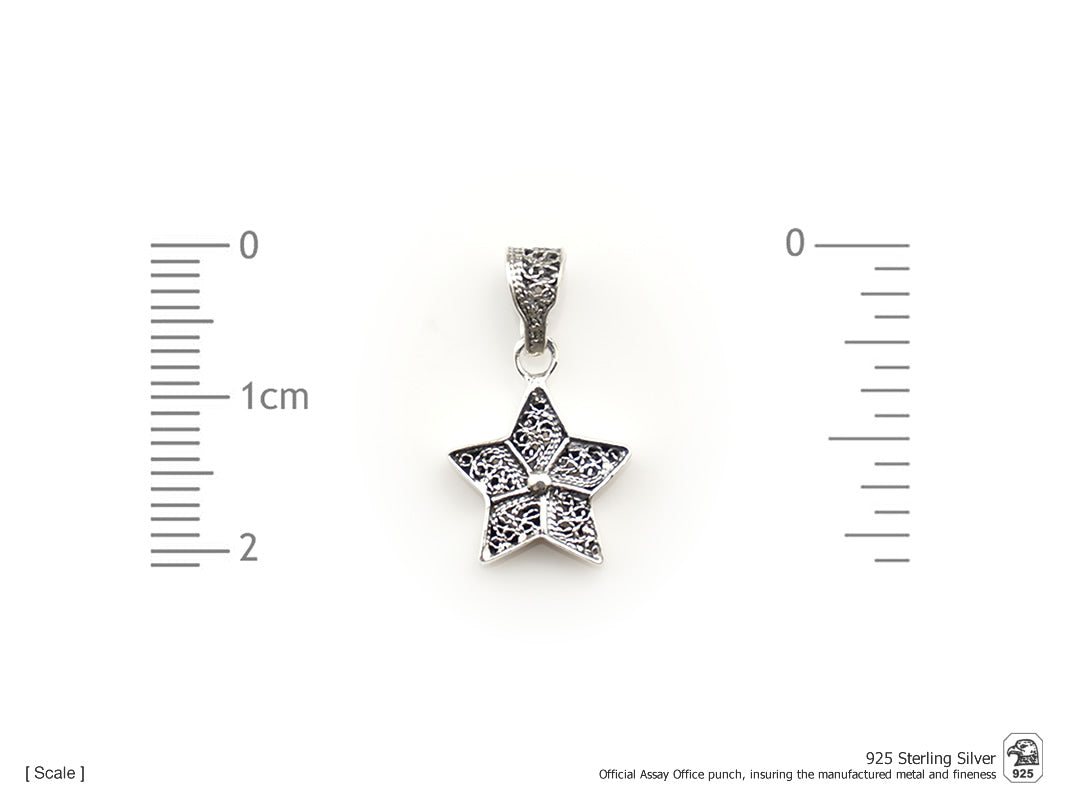 Medalha Estrela Pequena, Filigrana Portuguesa, Prata de Lei 925 - Medidas