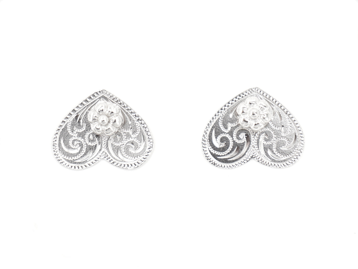 Boucles d'Oreilles 2 en 1 Coeur Inversé Petit, Argent 925 Rhodié