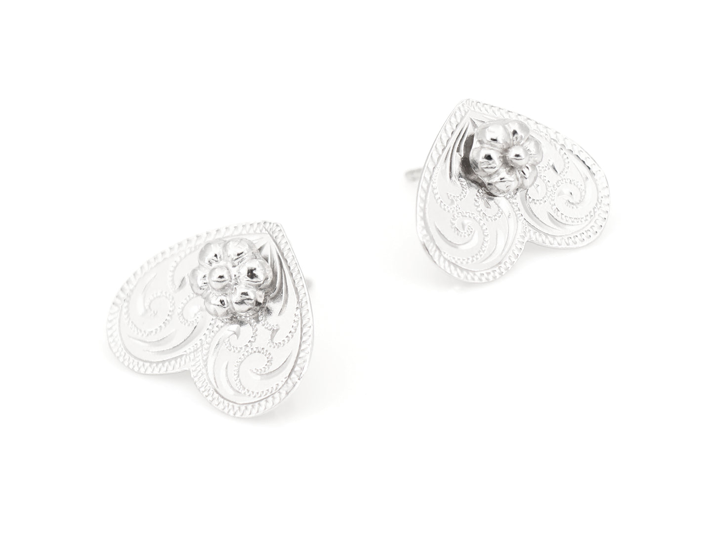 Boucles d'Oreilles 2 en 1 Coeur Inversé Petit, Argent 925 Rhodié