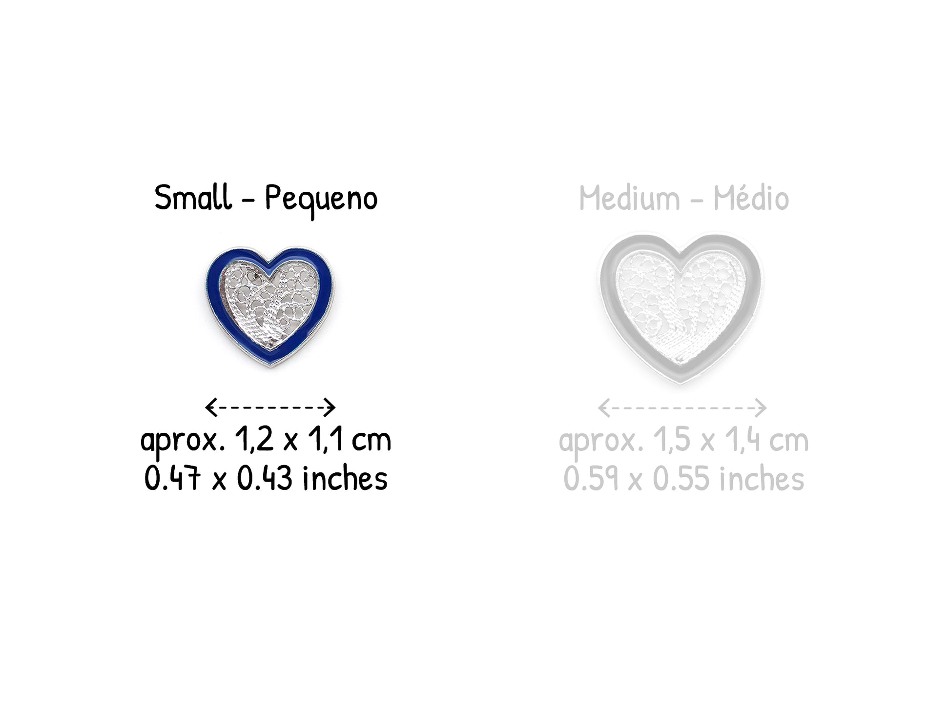 Brincos Coração Pequeno Esmalte Azul, Filigrana Portuguesa, Prata de Lei 925 - Comparação