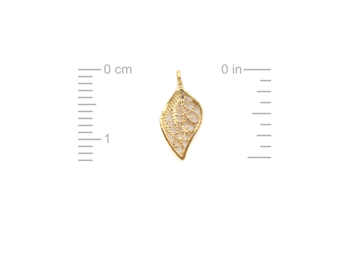Conjunto Brincos + Colar Folhinhas, Filigrana Portuguesa, Prata de Lei 925 Dourada - Pormenor Folhinha