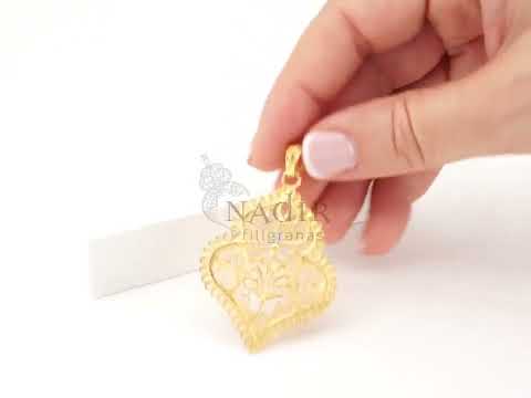 Medalha Coração de Viana Médio, Filigrana Portuguesa, Prata de Lei 925 Dourada - Vídeo