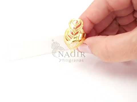 Anel Coração de Viana Camadas, Filigrana Portuguesa, Prata de Lei 925 Dourada - Vídeo