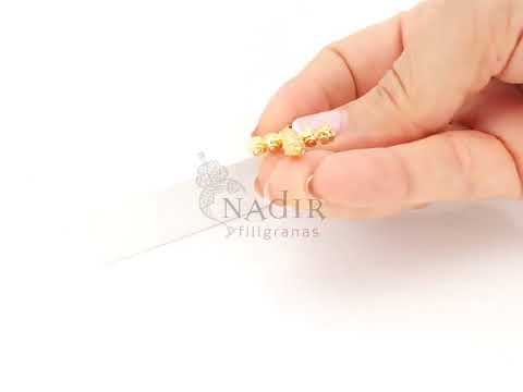 Medalha Cruz Pequena com 11 Contas de Viana 4mm, Filigrana Portuguesa, Prata de Lei 925 Dourada - Vídeo