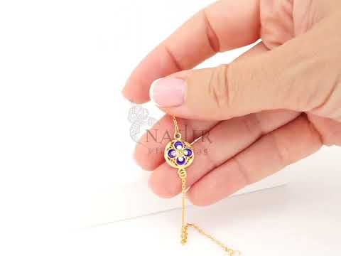 Pulseira Mini Azulejo Redondo, Filigrana Portuguesa, Prata de Lei 925 Dourada - Vídeo