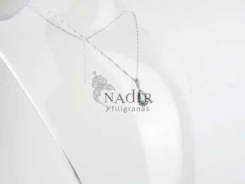 Colar Medalha Marcassites Lágrima com Pedra Azul-água, Prata de Lei 925 e Ouro 9k - Vídeo