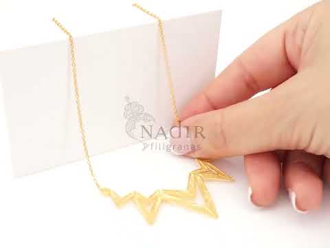 Colar Geométrico, Filigrana Portuguesa, Prata de Lei 925 Dourada - Vídeo