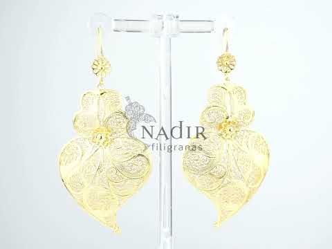 Brincos Coração de Viana Tamanho XL, Filigrana Portuguesa, Prata de Lei 925 Dourada - Vídeo