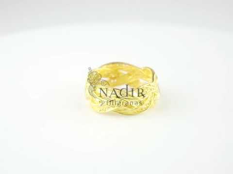 Anel Entrançado ajustável, Filigrana Portuguesa, Prata Dourada 925 - Vídeo