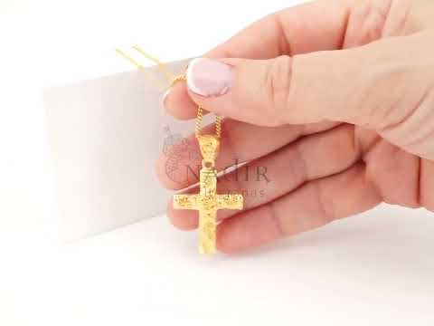 Colar com Cruz, Filigrana Portuguesa, Prata de Lei 925 Dourada - Vídeo