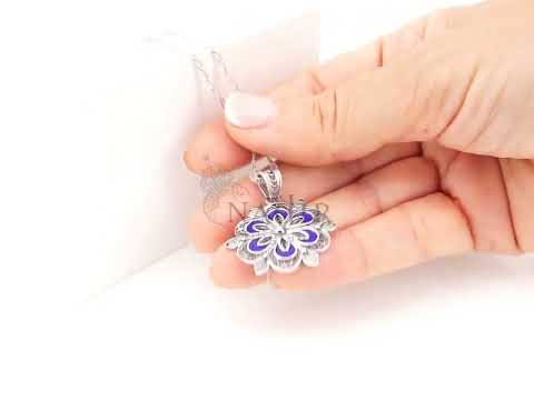 Colar Medalha Redonda com Esmalte Azul, Filigrana Portuguesa, Prata de Lei 925 - Vídeo
