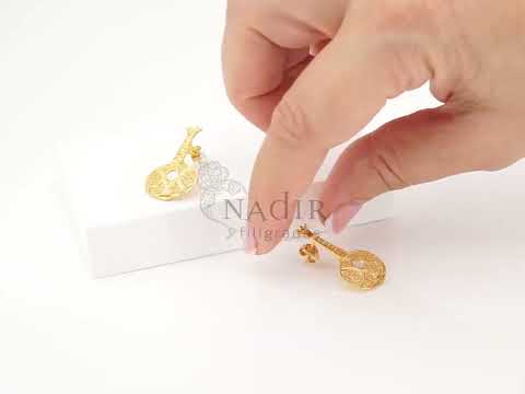 Brincos Guitarra Portuguesa / Fado, Filigrana Portuguesa, Prata de Lei 925 Dourada - Vídeo