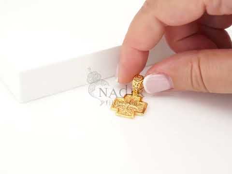 Medalha Cruz Pequena Quadrada, Filigrana Portuguesa, Prata de Lei 925 Dourada - Vídeo