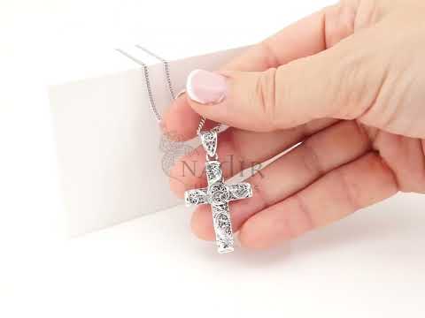 Colar com Cruz, Filigrana Portuguesa, Prata de Lei 925 - Vídeo