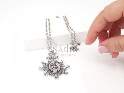 Colar com Relicário / Custódia Oval, Filigrana Portuguesa, Prata de Lei 925 - Vídeo