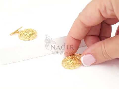 Botões de Punho Redondos Herança, Filigrana Portuguesa, Prata de Lei 925 Dourada - Vídeo