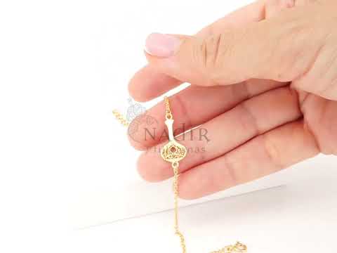 Pulseira Mini Guitarra Portuguesa, Filigrana Portuguesa, Prata de Lei 925 Dourada - Vídeo