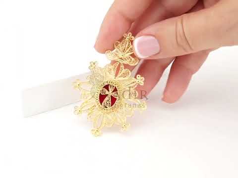 Medalha Relicário / Custódia Oval, Filigrana Portuguesa, Prata de Lei 925 Dourada - Vídeo