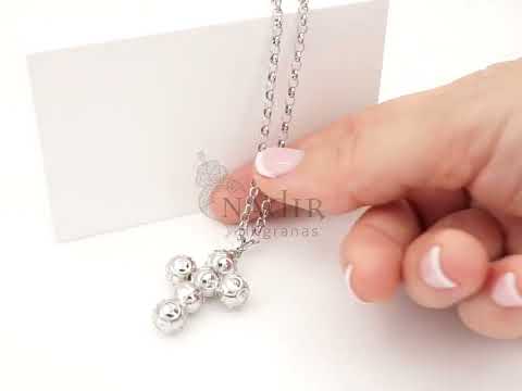 Colar com Cruz Média de Contas de Viana, Filigrana Portuguesa, Prata de Lei 925 - Vídeo