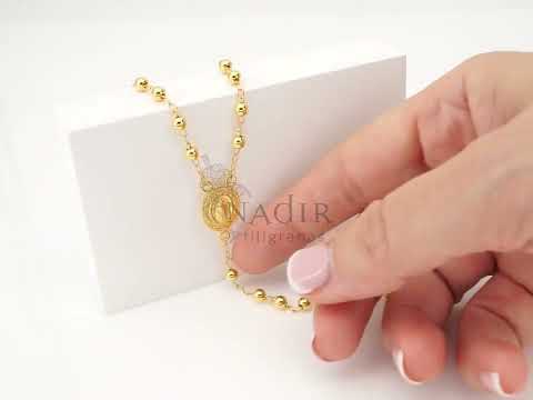 Colar Terço Filigrana Contas Lisas, Filigrana Portuguesa, Prata de Lei 925 Dourada - Vídeo