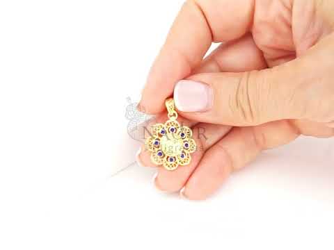 Medalha Redonda com Esmalte Azul, Filigrana Portuguesa, Prata de Lei 925 Dourada - Vídeo