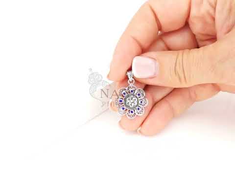 Medalha Redonda com Esmalte Azul, Filigrana Portuguesa, Prata de Lei 925 - Vídeo