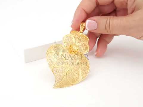 Medalha Coração de Viana Grande, Filigrana Portuguesa, Prata de Lei 925 Dourada - Vídeo