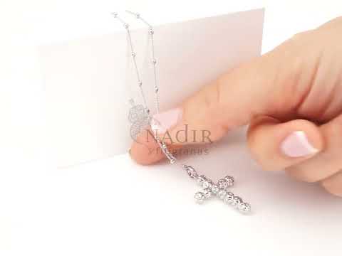 Colar Cruz Pequena com 11 Contas de Viana 4mm, Filigrana Portuguesa, Prata de Lei 925 - Vídeo