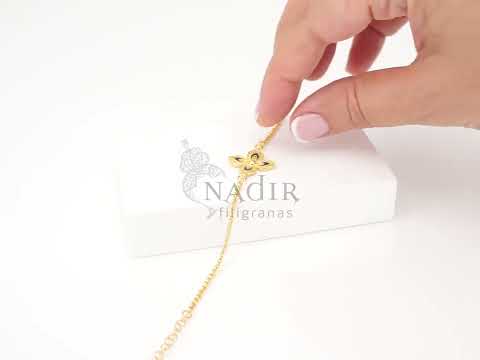 Pulseira Flor Clássica com Esmalte, Filigrana Portuguesa, Prata de Lei 925 Dourada - Vídeo