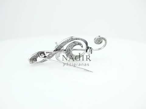 Alfinete Clave de Sol, Filigrana Portuguesa, Prata de Lei 925 - Vídeo