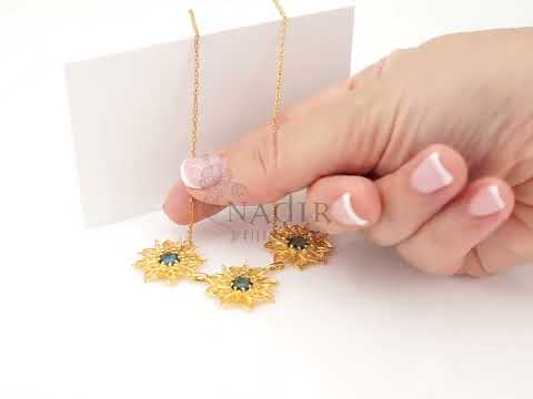 Colar Flores Ricas com Pedras, Filigrana Portuguesa, Prata de Lei 925 Dourada - Vídeo