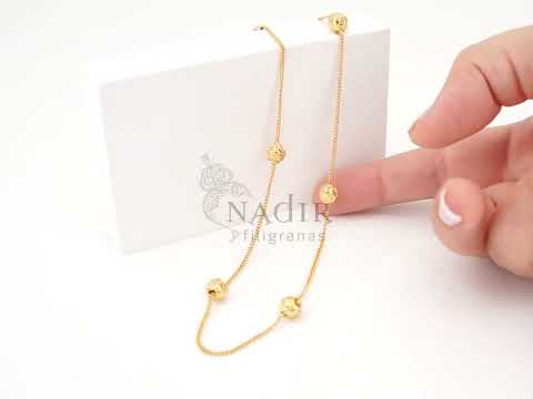 Colar Seis Contas de Viana Pequenas, Filigrana Portuguesa, Prata de Lei 925 Dourada - Vídeo